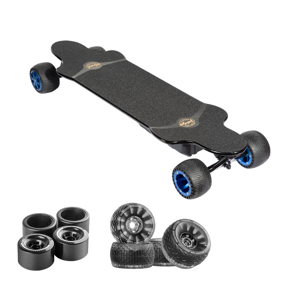 Teamgee H20T Electric Skateboard with Black Cloudwheels and 90mm PU wheels