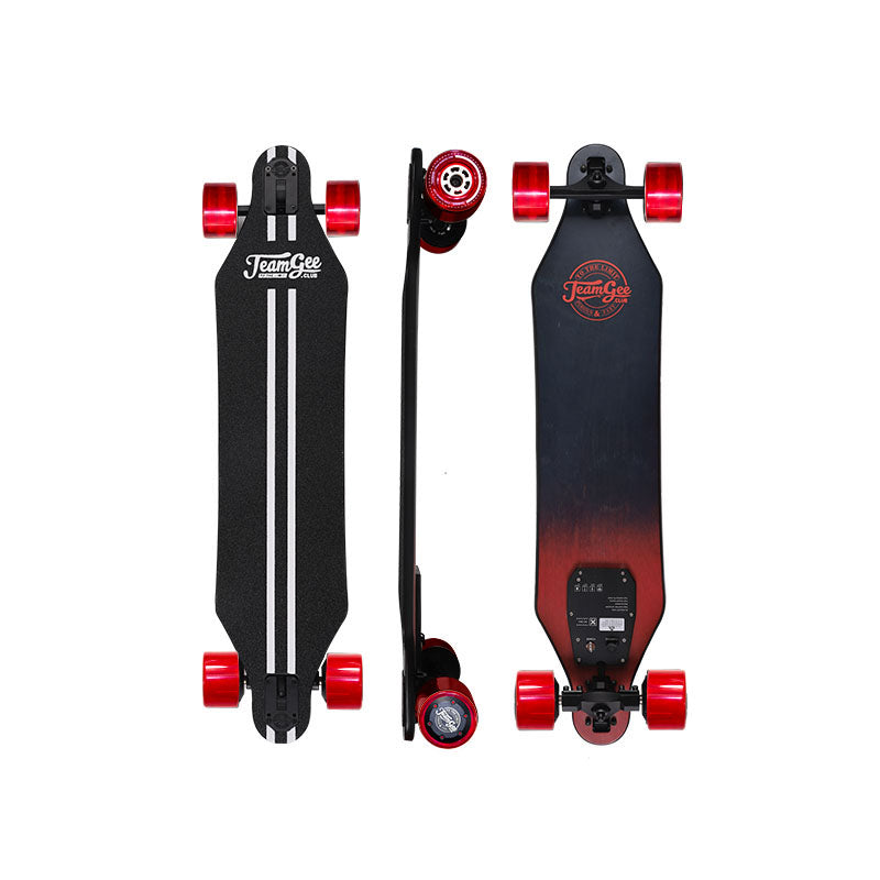 Teamgee H5 Electric Longboard with red wheels